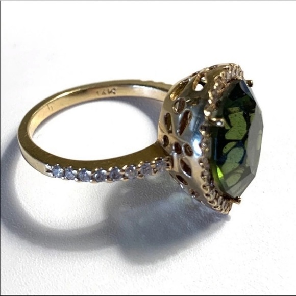 14K DIAMOND GREEN TOURMALINE RING 9 - Picture 5 of 11